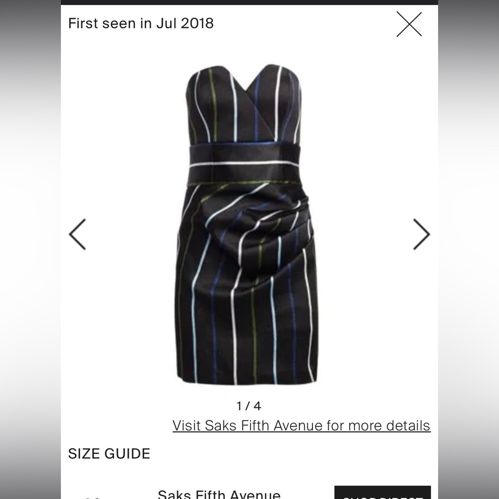 Emporio Armani Draped Metallic Striped Strapless Dress